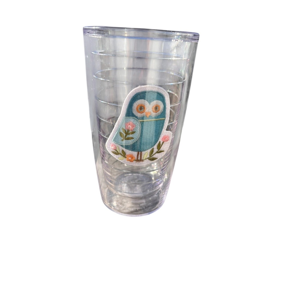 Tervis Tumbler Colorful Embroidered Owl Patch Travel Cup 16 oz No Lid